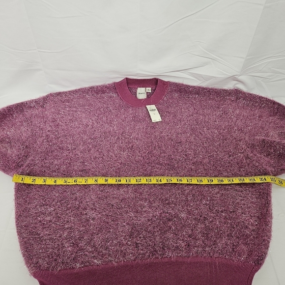 Anthropologie Maeve Violetta Short Sleeve Tinsel Sweater In Pink SZ XL NWT - Picture 14 of 14